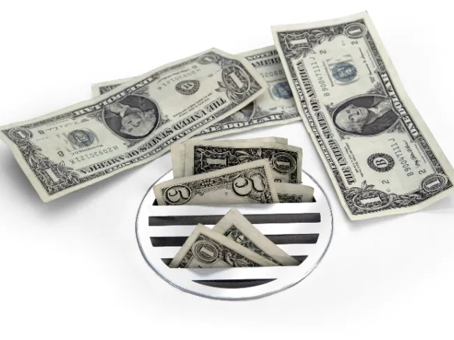 cash going down drain